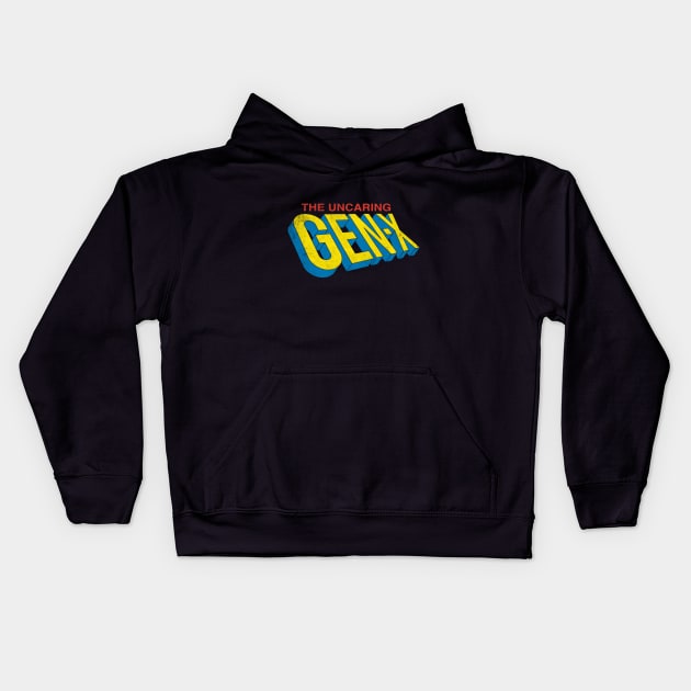 The Uncaring Gen-X - Vintage Distressed Superhero - Comic Book Graphic Logo Kids Hoodie by Nemons